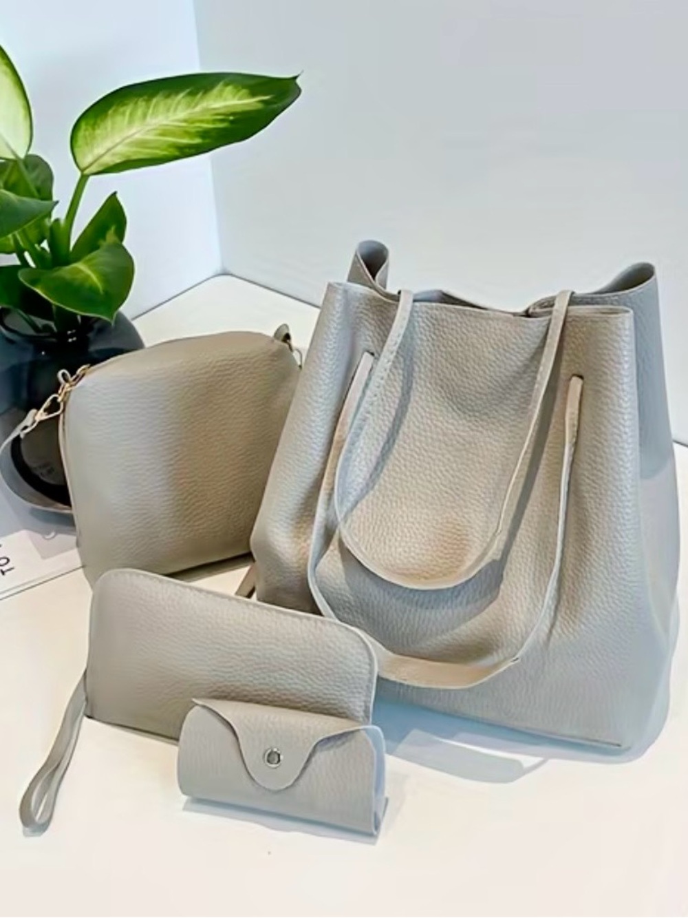 Everyday Cream Pebbled Tote with Dual Carry Straps